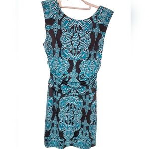 INC Teal/Brown Sleeveless Mini Dress Size S Pet.